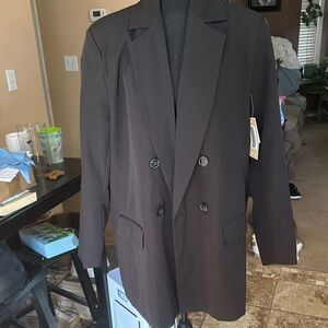 JustFab Black Double-Breasted Blazer